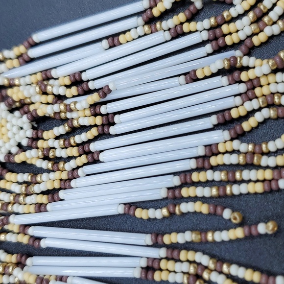 NWT Handmade Aztec Southwestern Indian Seedbead Tassel Dangle Earrings Plated - Picture 3 of 7